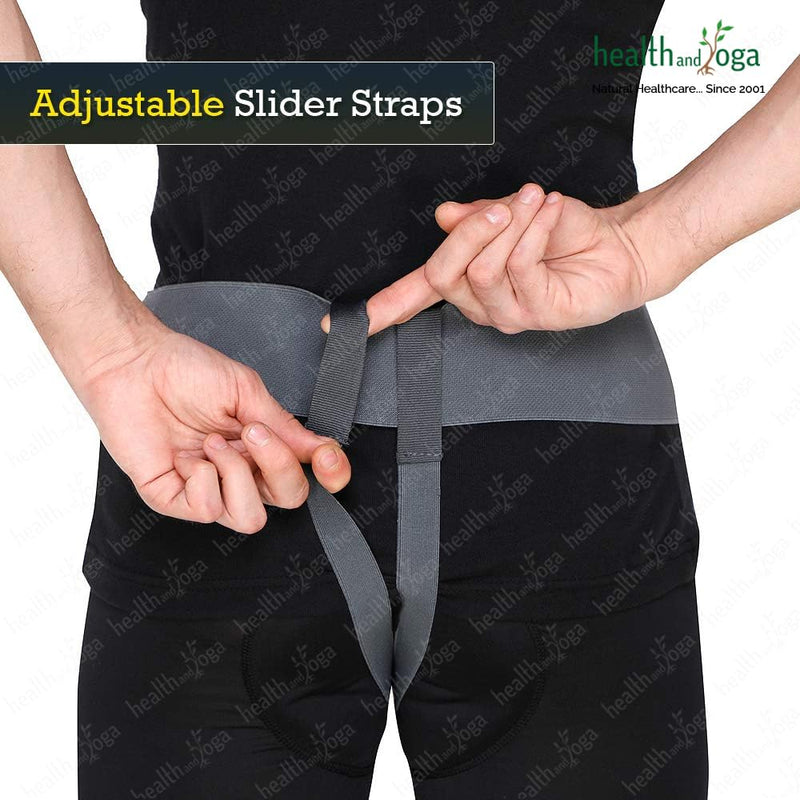 HealthAndYoga™ EasyPress New Comfortable Hernia Belt for Men – Inguinal Hernia Support Truss - Abdominal Binder Brace with Adjustable Self-Stick-on Bands (Medium) Medium