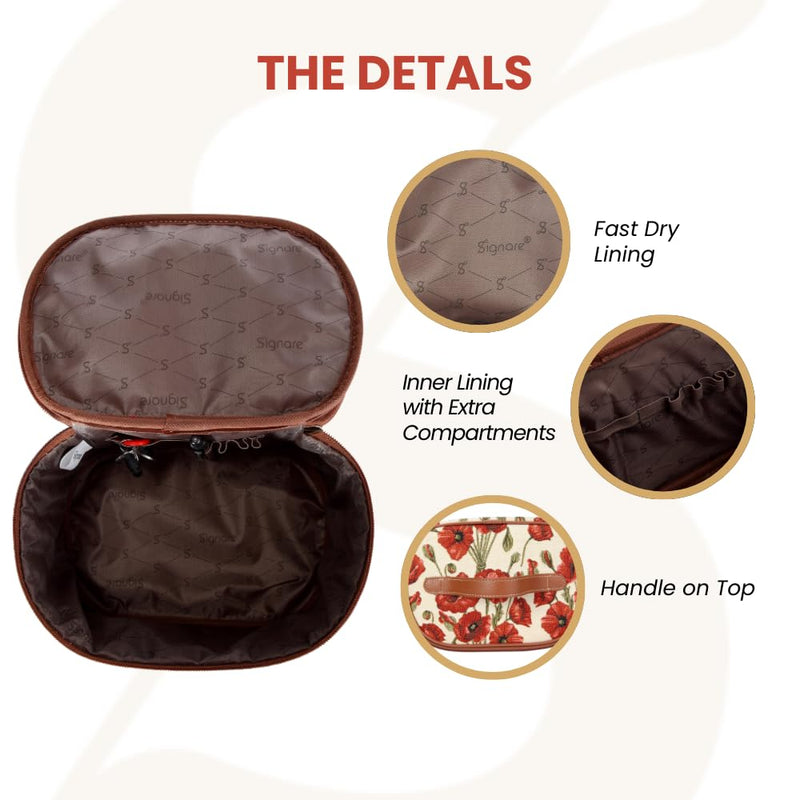 Signare Womens Vanity Bag/Toiletry Case/Make-Up Case, Available in 14 Designs Poppy