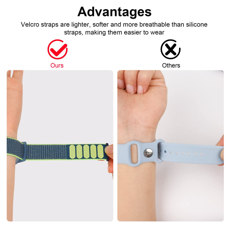 [Australia] - Kids Wristband Compatible with Apple AirTag, Protective Case for Air Tag GPS Tracker Holder with Nylon Bracelet, Adjustable Anti Lost Watch Band for Toddler Child Elder (Dark Blue) Dark Blue 