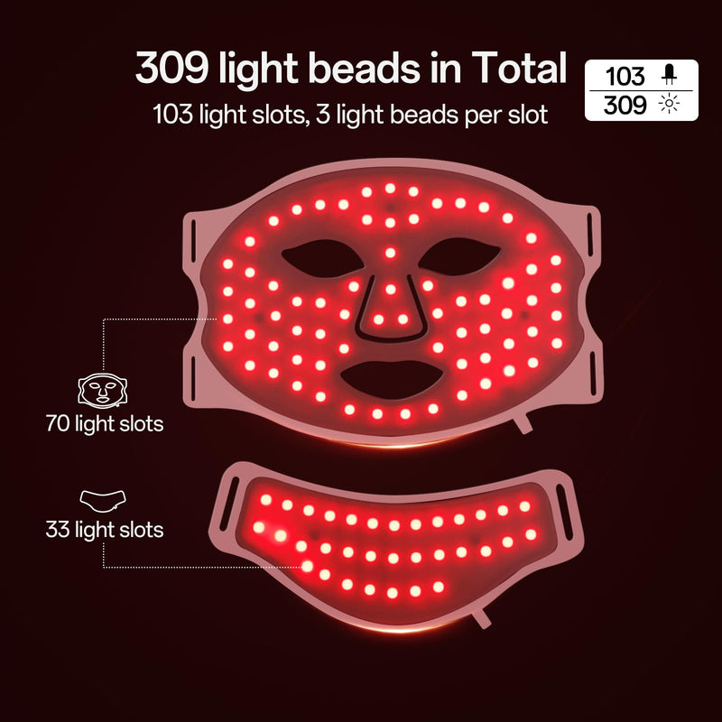 [Australia] - Red Light Mask for Face and Neck - Facial Skin Care Device, Portable, Lightweight, Rechargeable and Ergonomic Design for Home (White) White 
