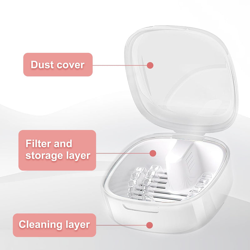 [Australia] - Braces box, set of 2, denture box, denture box, denture box, denture box, braces box with sieve, suitable for braces, dentures (white/pink) 