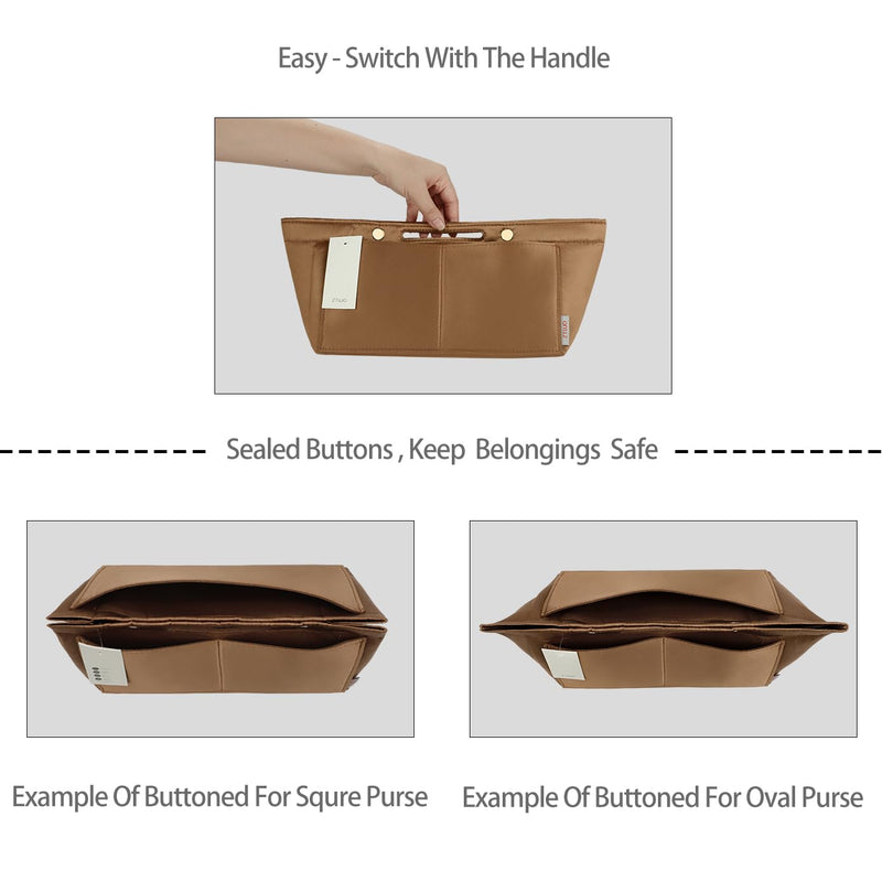 ZTUJO Purse Organizer Insert For Handbag & Tote Shaper,Tote Bag Organizer Insert For Speedy Neverful, 6 Sizes(X-Large,Silky Brown) Regular X-Large Silky Brown