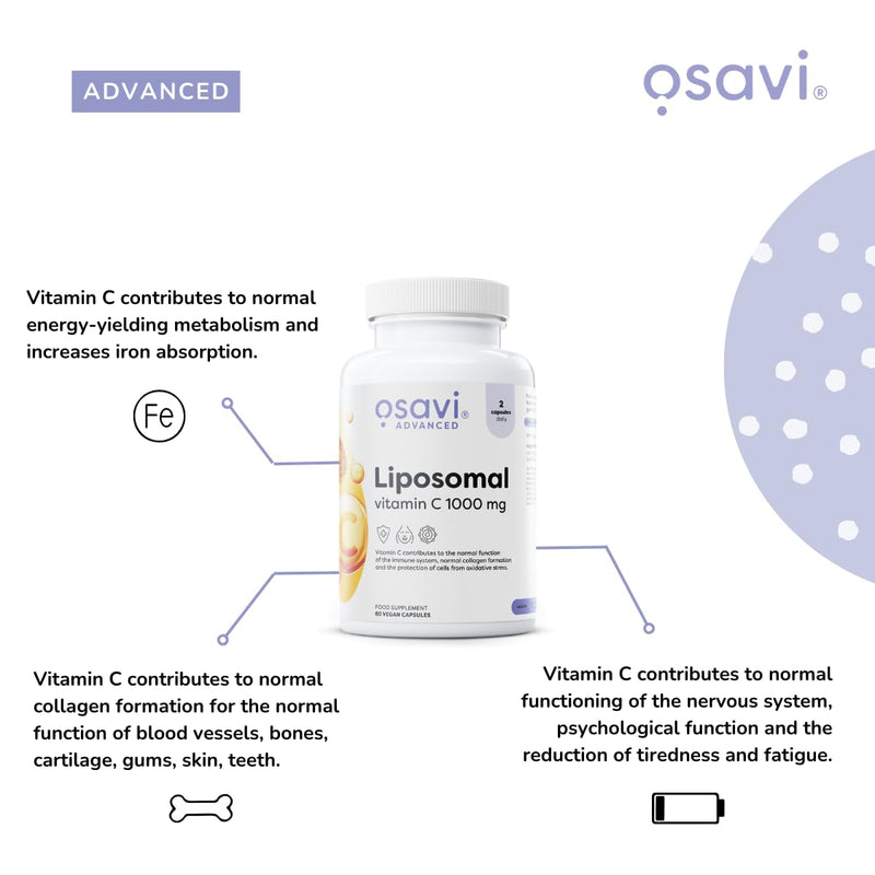 Osavi Liposomal Vitamin C – 120 Vegan Capsules | Liposomal Vitamin C (Liposovit®–C) for Enhanced Absorption | Supports Immune Function, Collagen Formation, and Energy Metabolism