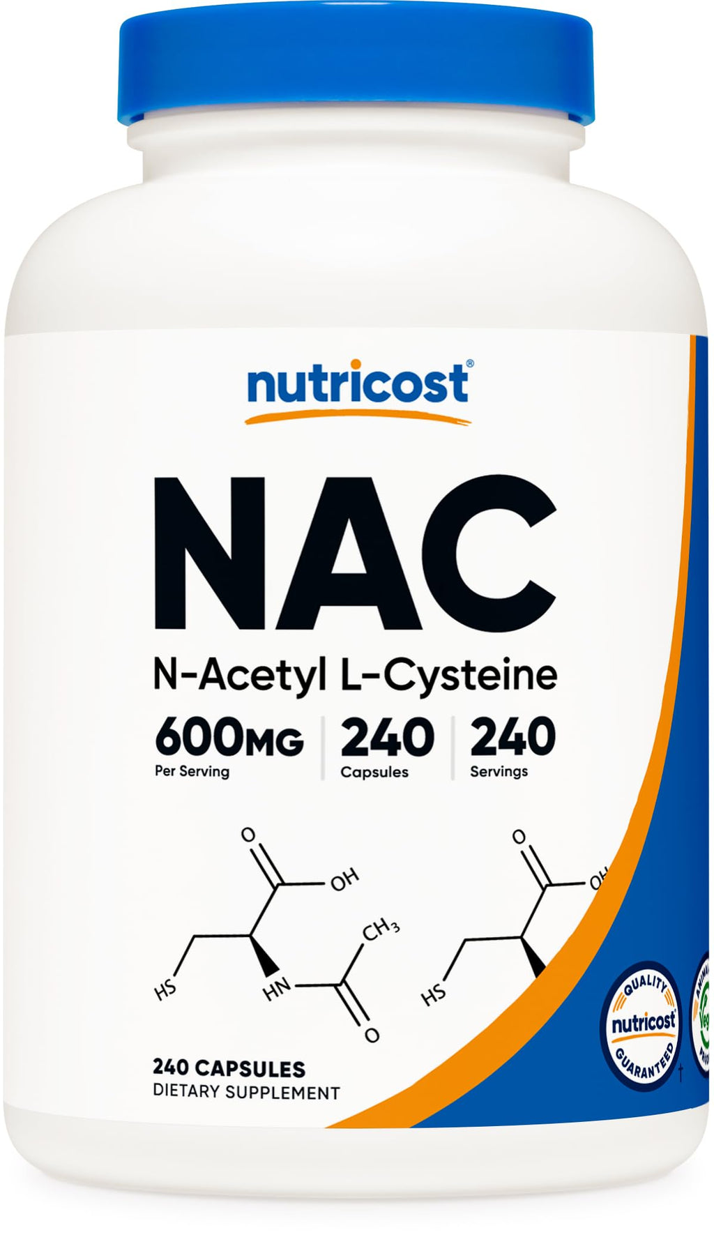 Nutricost N-Acetyl L-Cysteine (NAC) 600mg, 240 Vegetarian Capsules - Vegan, Non-GMO, Gluten Free