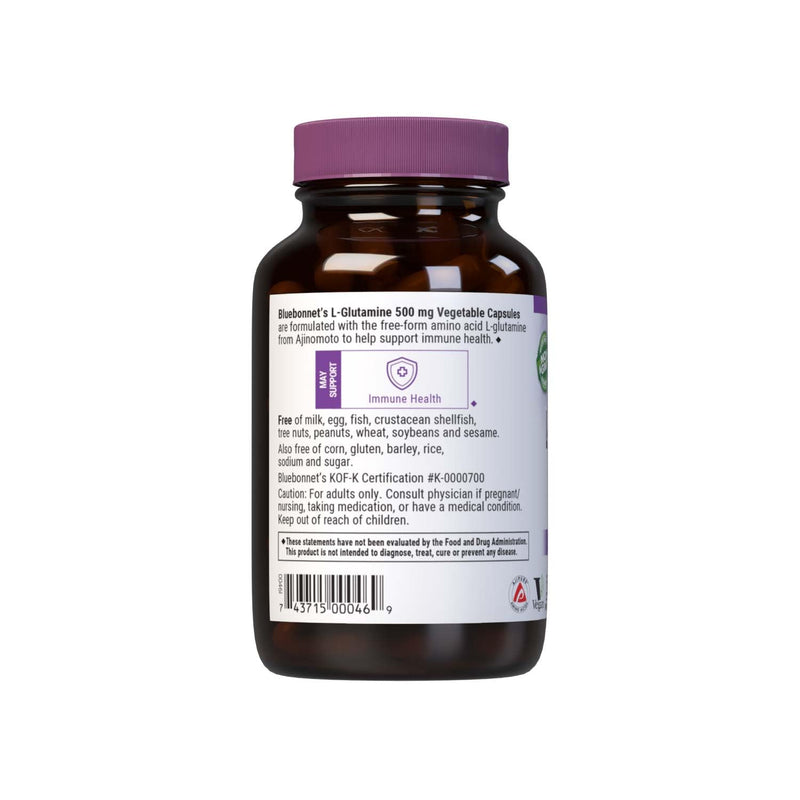 [Australia] - Bluebonnet Nutrition L-Glutamine 500mg, Supports Immune Function*, Nitrogen Transporter*, Soy-Free, Gluten-Free, Non-GMO, Kosher Certified, Vegan, 100 Vegetable Capsules, 100 Servings 100 Count (Pack of 1) 