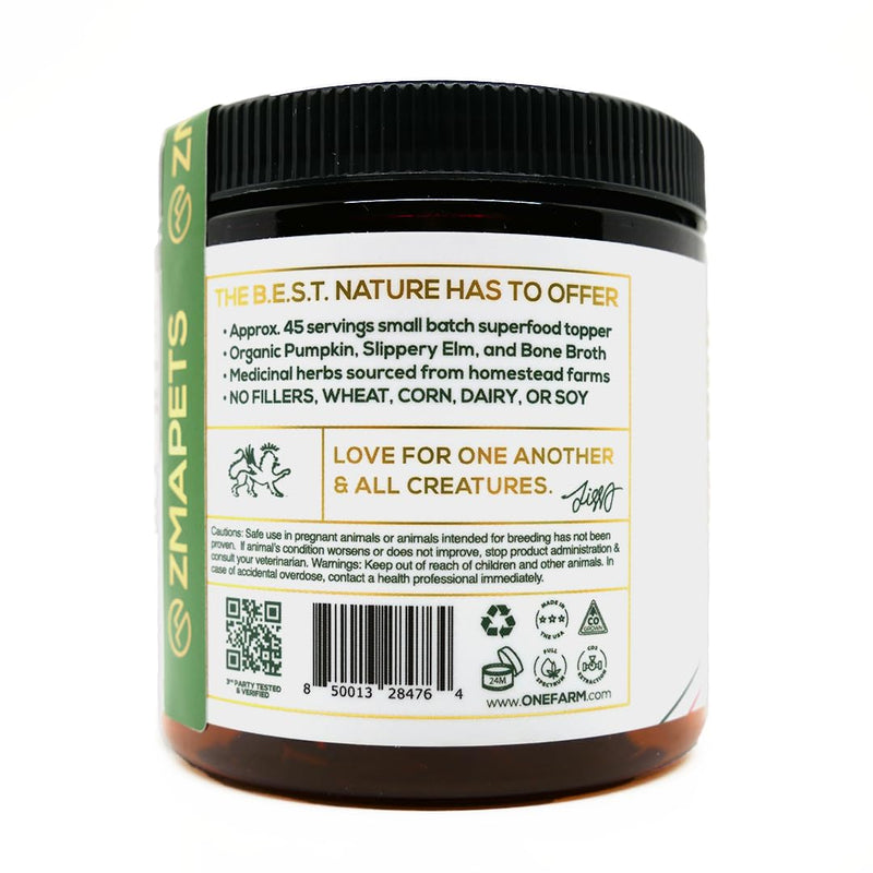 Ziggy Marley's USDA Organic Digestion Powder for Dogs & Cats - Bone Broth, Pumpkin, & 5 Gut Healthy Herbs - Pet Gut Health, 90 Grams - PawsPlanet Australia