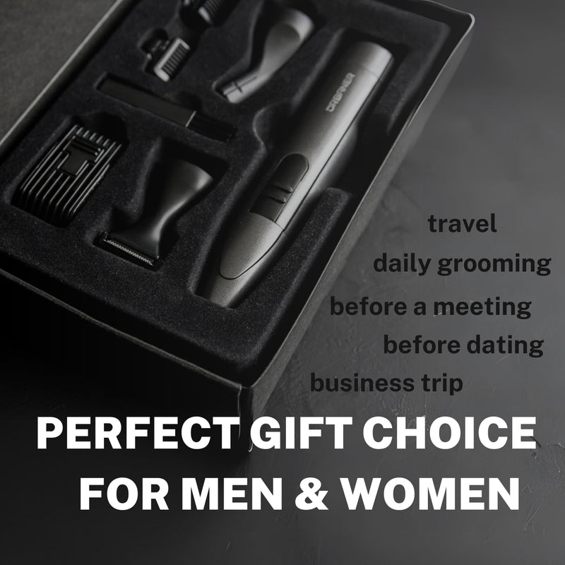 [Australia] - URBANER Beard Trimmer for Men, Waterproof Grooming Kit, Portable Nose and Ear Hair Clippers, 6 Pieces Set, Battery Included, Mustache Trimmer Gift for Men, MB-980 