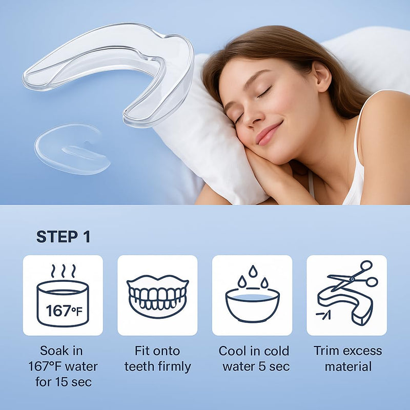 Mouth Guard for Grinding Teeth at Night - Dental Anti-Teeth Clenching Night Guards, Sleep Mouth Guard for Bruxism, Clenching Teeth Protector for Adults 2 Sizes with One Travel Cases