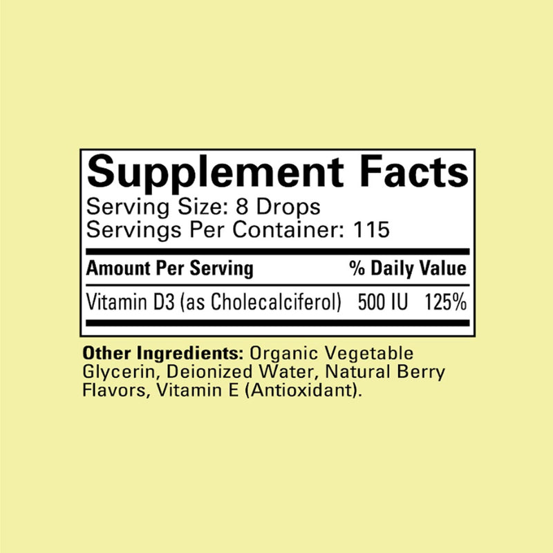 CHILDLIFE ESSENTIALS Baby Vitamin D3 Drops, Berry, 1 Fl Oz (Pack of 1) | Infants, Children, Toddlers, Vitamin D Drops, 500 IU per Serving, Immune & Bone Health Support, Natural Berry Flavor 1 Fl Oz (Pack of 1)