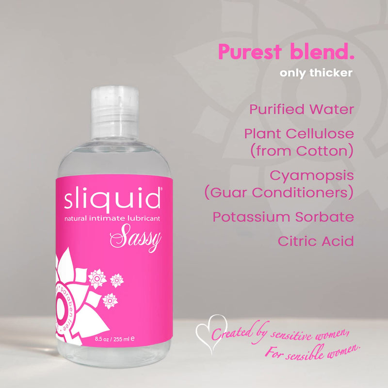 [Australia] - Sliquid Sassy Water-Based Lube - Thick, Long-Lasting Gel, Natural Lube for Women/Men/Couples, Unscented, 8.5 Fl Oz 8.5 Fl Oz (Pack of 1) 