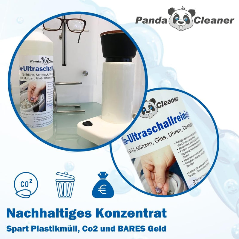 [Australia] - PandaCleaner ultrasonic cleaner concentrate for ultrasonic bath - 1L concentrate for glasses, dental products, gold, coins, glass, watches (waterproof) and much more. (1000ml) 1 l (pack of 1) 