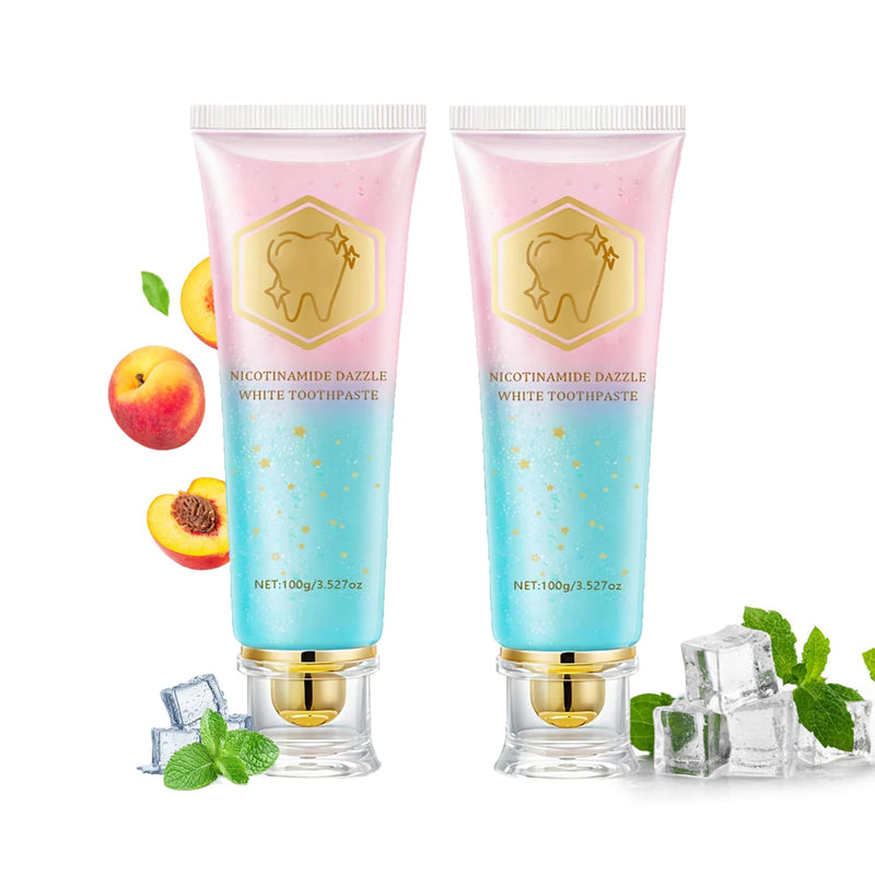 2PCS Niacinamide Whitening Toothpaste, Intensive Stain Removal & Teeth Brightening for Fresh Breath, Deep Cleaning, Enamel Safe & Gum Care (2 Pack)