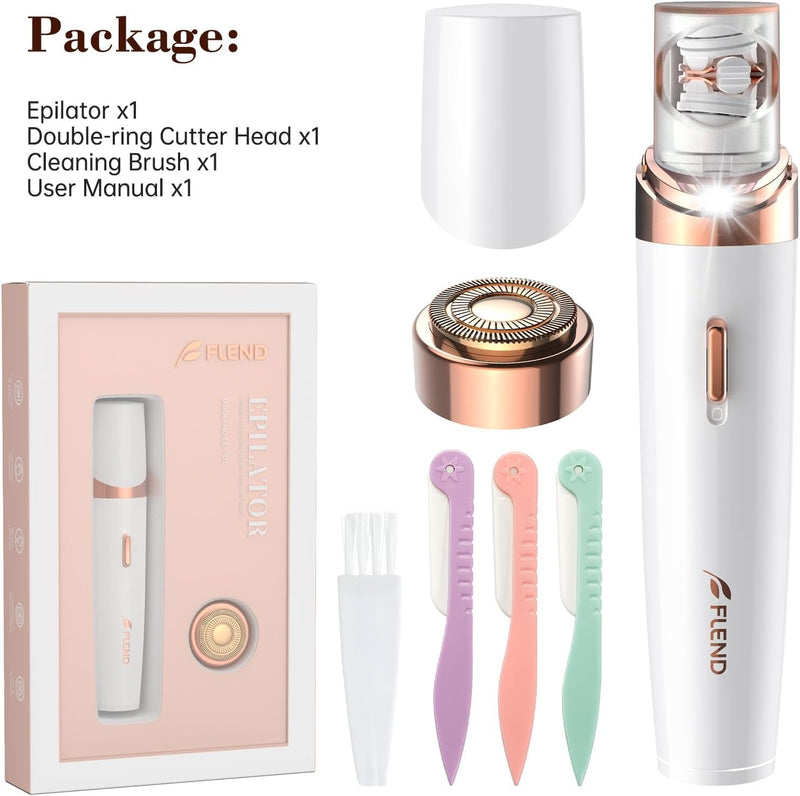 [Australia] - Epilator,2 in 1Epilator for Women Rechargeable,Womens Electric Shaver with LED Light,Hair Removal,Hair Removal for Women Legs/Face/Bikini/Arms,Smooth Epilator Trimmer Travel Kit Set,Simple to use White 
