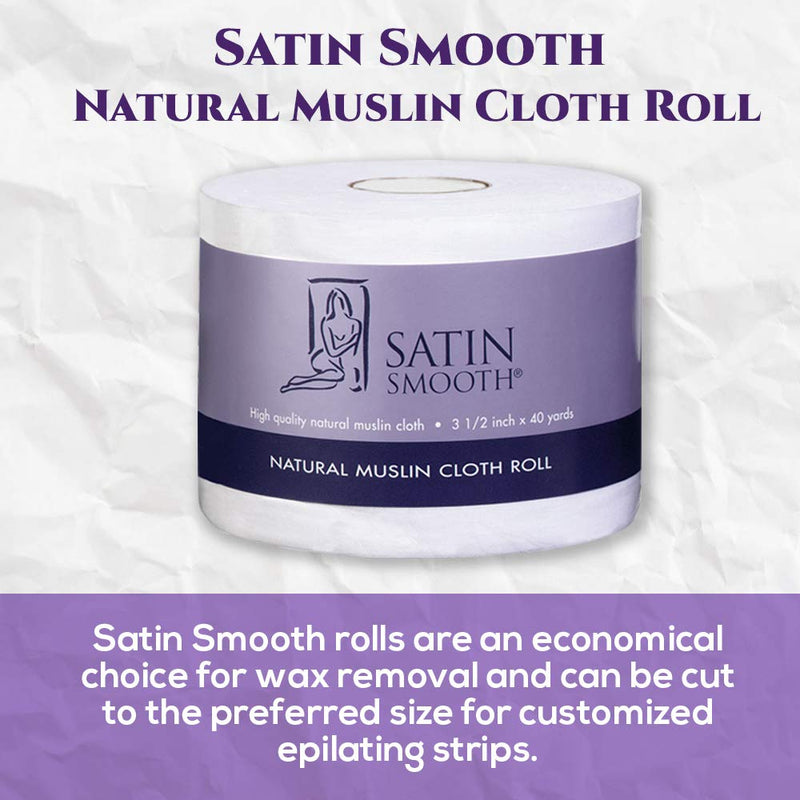 [Australia] - Satin Smooth Natural Muslin Waxing Cloth Roll for Hair Removal, 3.5 in x 40 yards 1 Count (Pack of 1) 