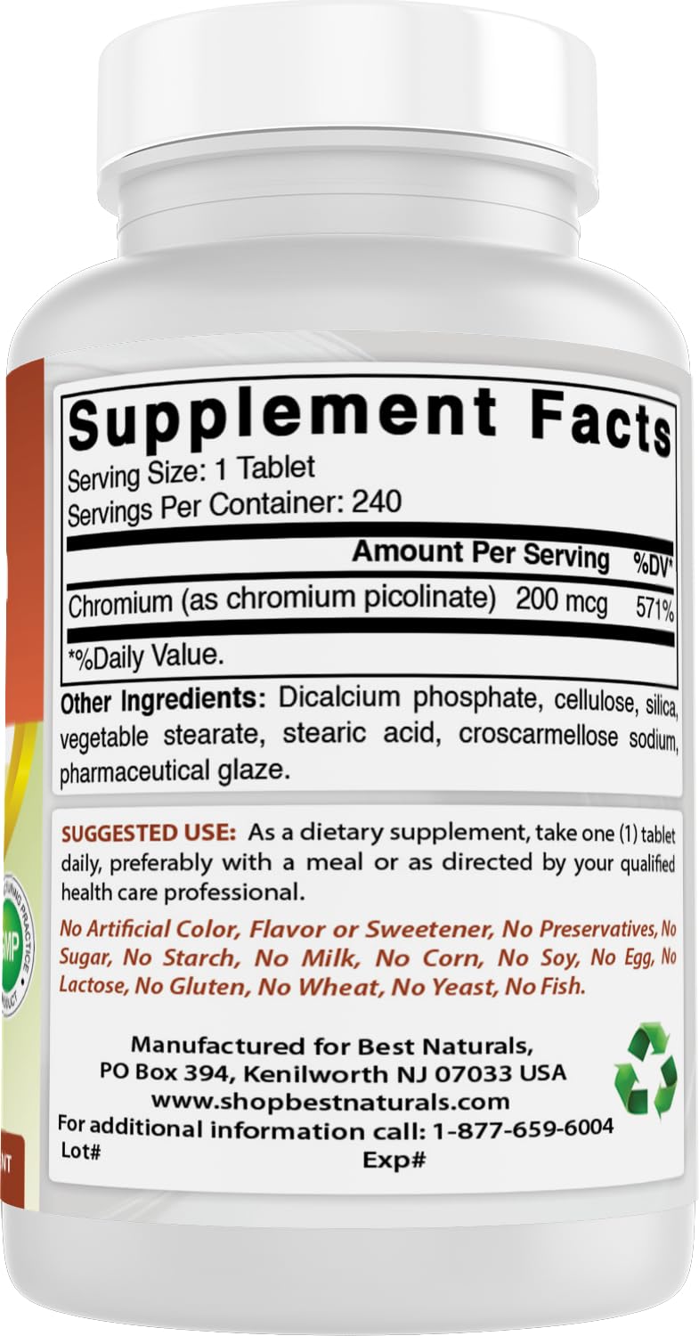 [Australia] - Best Naturals Chromium Picolinate Tablet, 200 mcg, 240 Count 