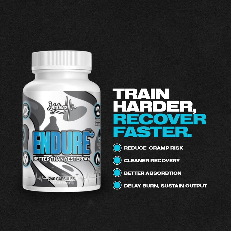 Endure+ Multi-Pathway Lactic Acid Buffer & Electrolyte Complex for Hybrid Athletes | Aquamin® Marine Minerals, Magnesium, B12 & Ginger | Muscle Function, Hydration, Fatigue Resistance | 240 Capsules