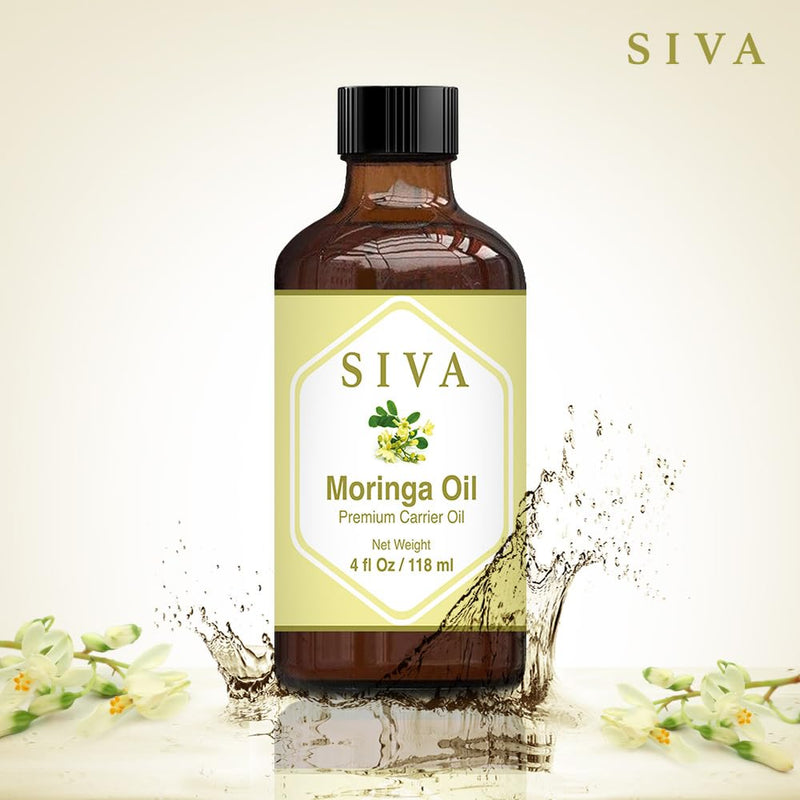 [Australia] - Siva Moringa Carrier Oil 4oz (118 ml) Premium Carrier Oil with Dropper for Skin Care, Hair Care, Scalp Massage & Body Massage 