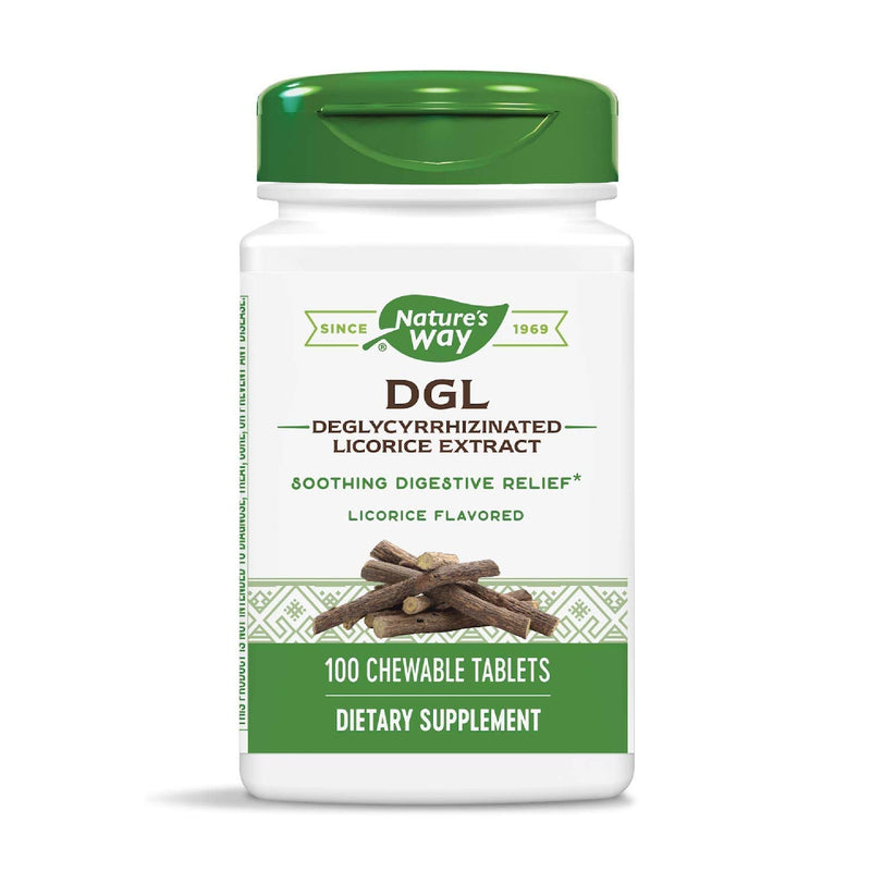 [Australia] - Nature's Way Nature's Way Dgl 3:1 (deglycyrrhizinated Licorice) Digestive Relief, Original, 100 Chewables, Licorice Flavored, 100 Count 