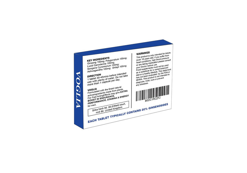 VOGLIA 700MG Stamina & Firmness Support | Harder, Stronger for Longer | 10 Pills for Men UK