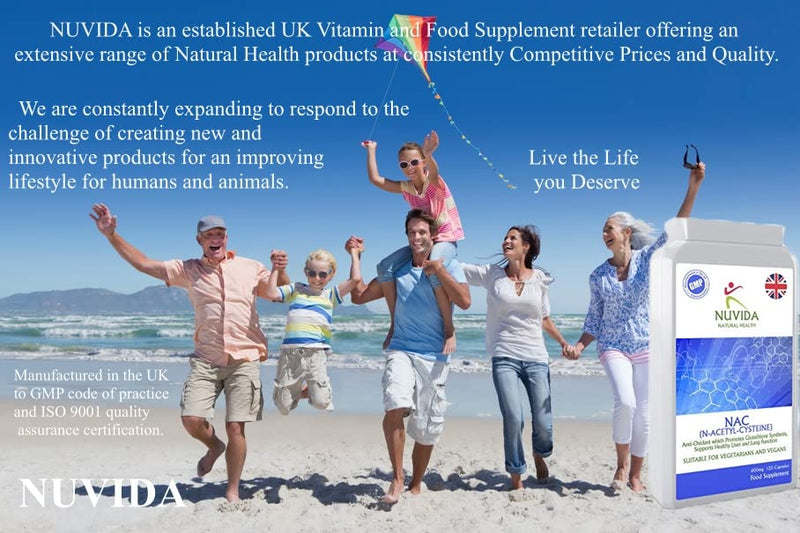 Nuvida High Strength N-Acetyl-Cysteine 600mg -120 Vegan NAC Capsules - N Acetyl Cysteine Amino Acid with High Bioavailability and Allergen Free