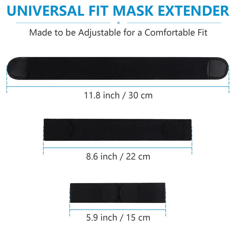[Australia] - Neoprene Face Mask Ear Savers, Comfortable Mask Extender for Relief Ear Pain, Cute Mask Extender Strap, Adjustable Reusable Lightweight Mask Holder with Magic Hook Tape for Teens & Adult. Black Set 