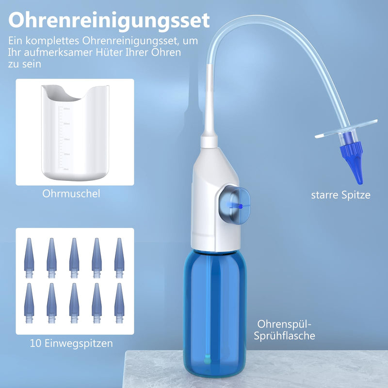 [Australia] - Ear cleaner earwax remover, VITCOCO ear cleaner for adults, ear irrigation system for adults & children, ear irrigation with 9+1 ear tips and water catch basin, blue 