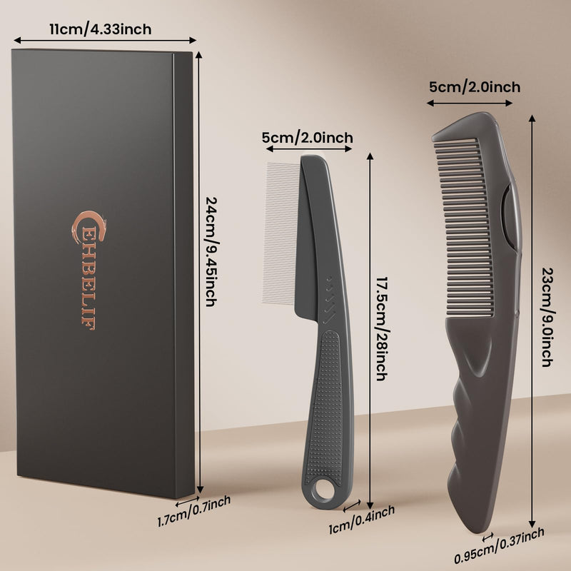 Dandruff Comb 2PC Upgraded Fine Tooth Scalp Detox Comb Lice for Women, Men & Kids Scalp Detoxing, Sweep & Massage Hair Brush Tool with Elegant Box for Hair Care (Brown) Brown