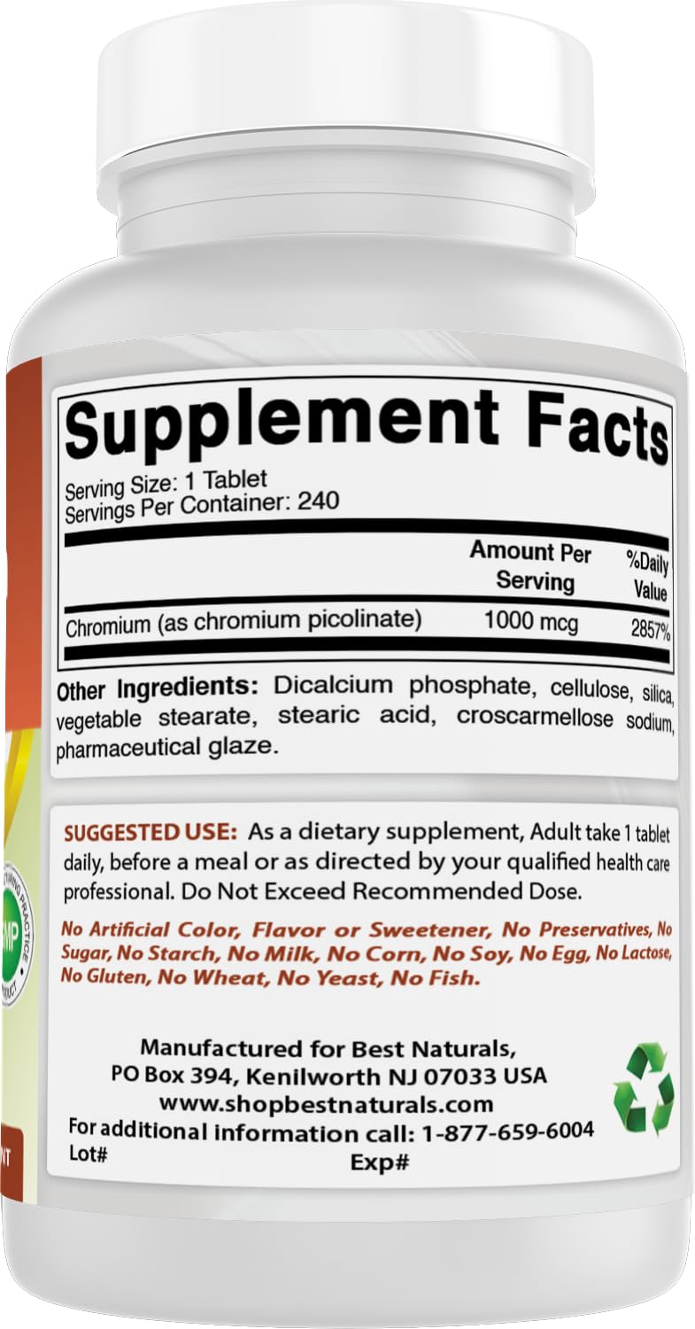 [Australia] - Best Naturals Chromium Picolinate 1000mcg 240 Tablets 