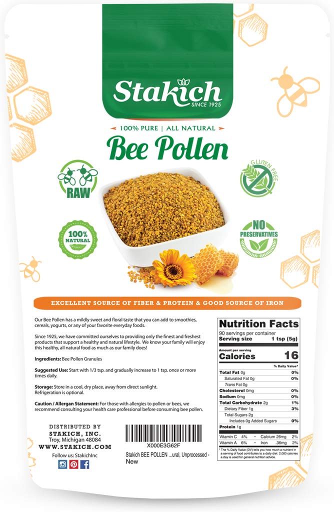 [Australia] - Stakich Bee Pollen Granules 1 Pound (Pack of 1) 1 Pound (Pack of 1) 