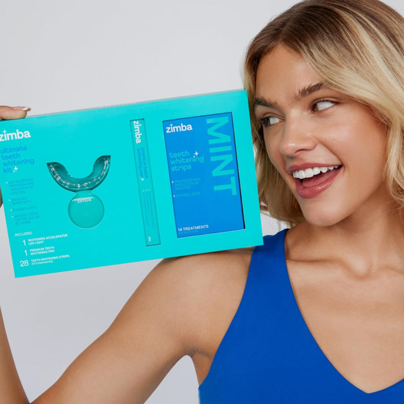[Australia] - New Zimba Ultimate Whitening Kit | Cordless LED Accelerator Light, Whitening Strips, and Whitenig Pen 0.33 Fl Oz (Pack of 3) 