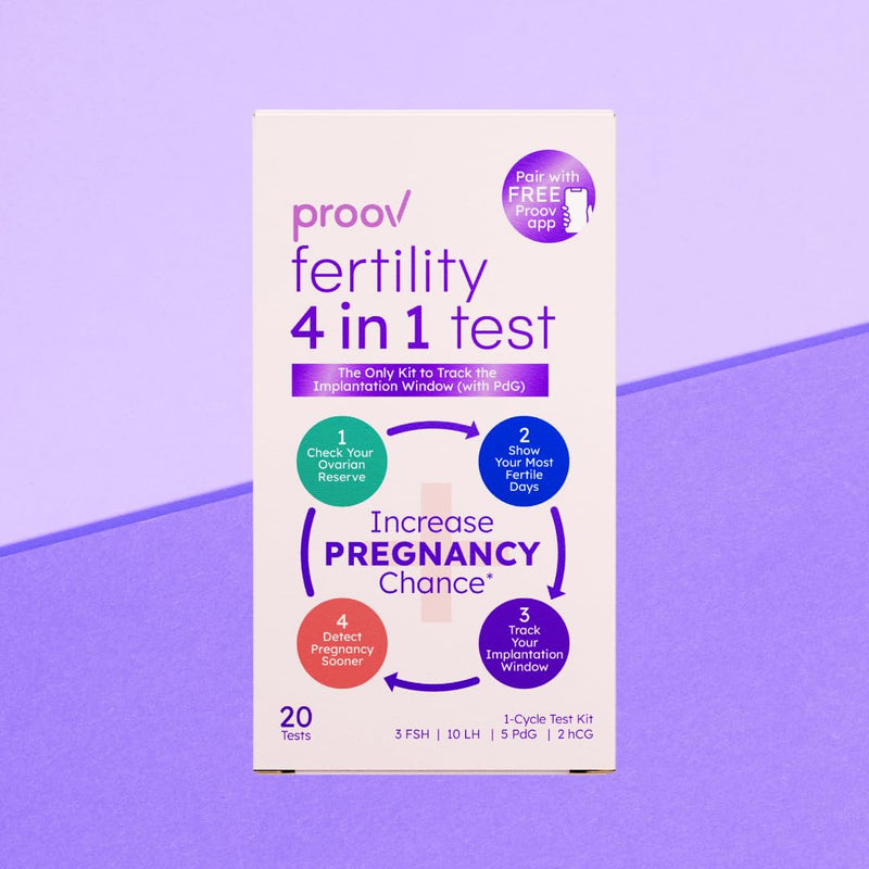 Proov 4-in-1 Fertility Test for Women - Monitors FSH, LH, PdG & hCG - 1 Kit | Ovulation & Pregnancy Test Strips - Promote Chance of Pregnancy - Fertility Hormone Tracking - 20 Test Strips
