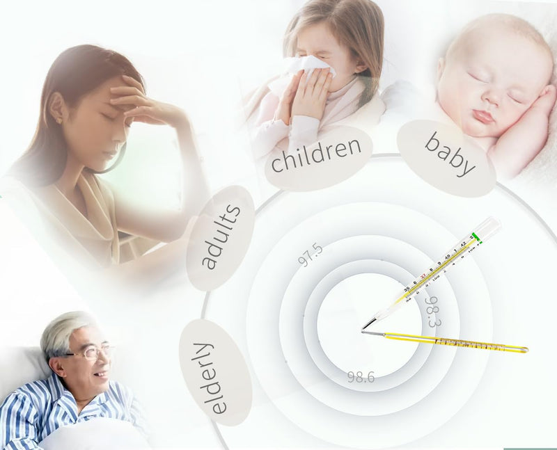 [Australia] - ‚Ñâ Oral Thermometer for Adults and Kids 2PCS - Glass Thermometer for Rectal Temperature - Accurate Easy Reading - AiBi TECH 