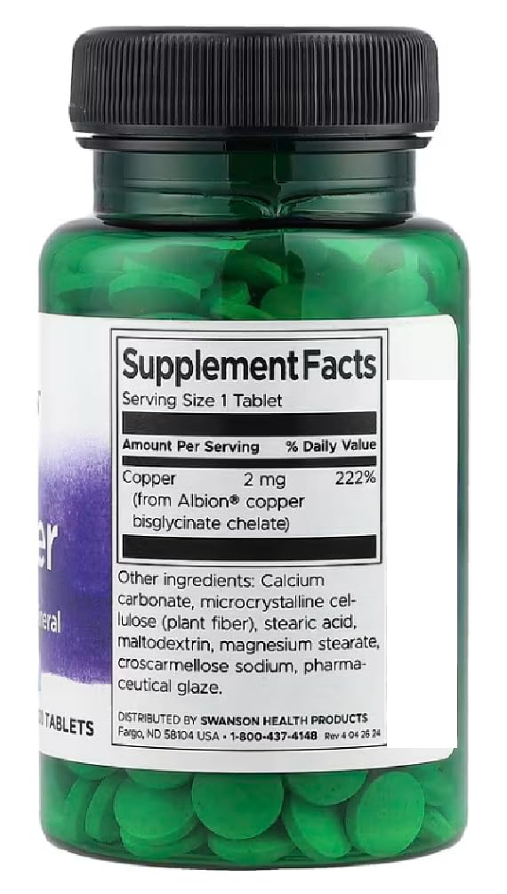 [Australia] - Swanson - Copper 2 mg | Bone and Immunity Support - 300 tablets 