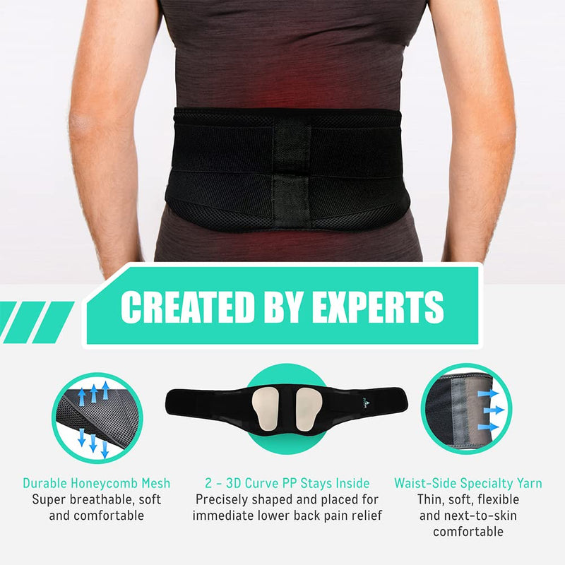 [Australia] - Back Brace for Lower Back Pain, Back Support Belts with Adjustable Strap, Breathable Lumbar Support Belt with 3D Lumbar Pads, Slim Fit Lumbar Brace, XL-XXL X-Large/2X-Large (Pack of 1) 
