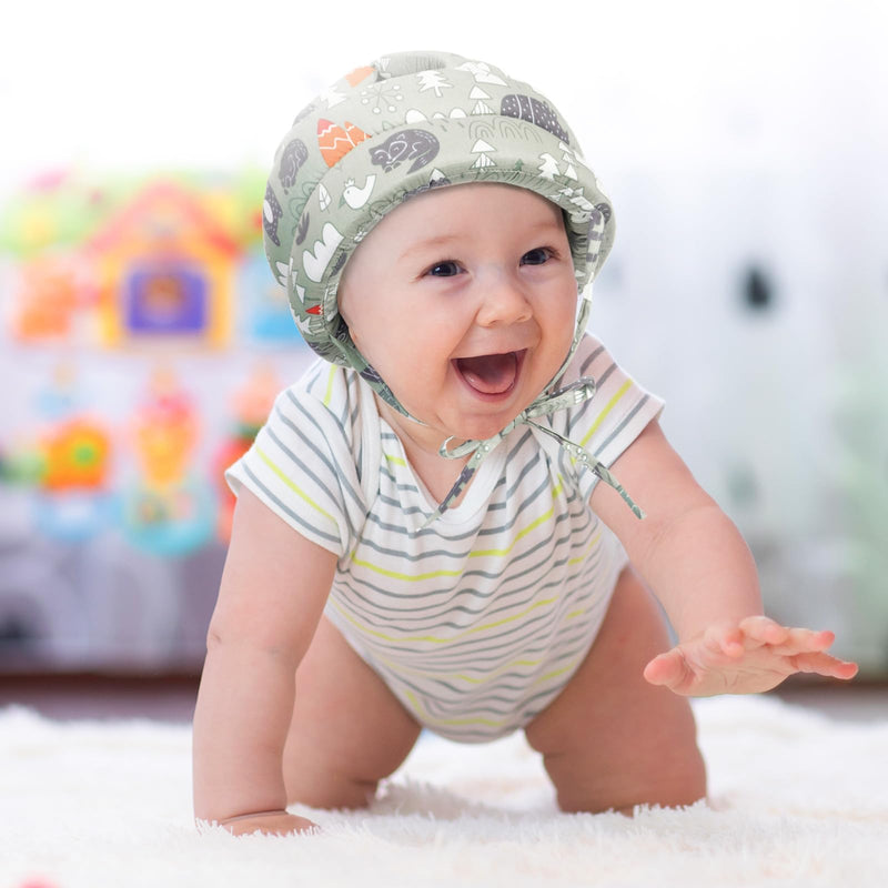 [Australia] - Geyoga 2 Pack Baby Safety Helmet Set, Adjustable Head Protector with Knee Pads, Cushion Bumper for Crawling & Walking(Forest) Forest 