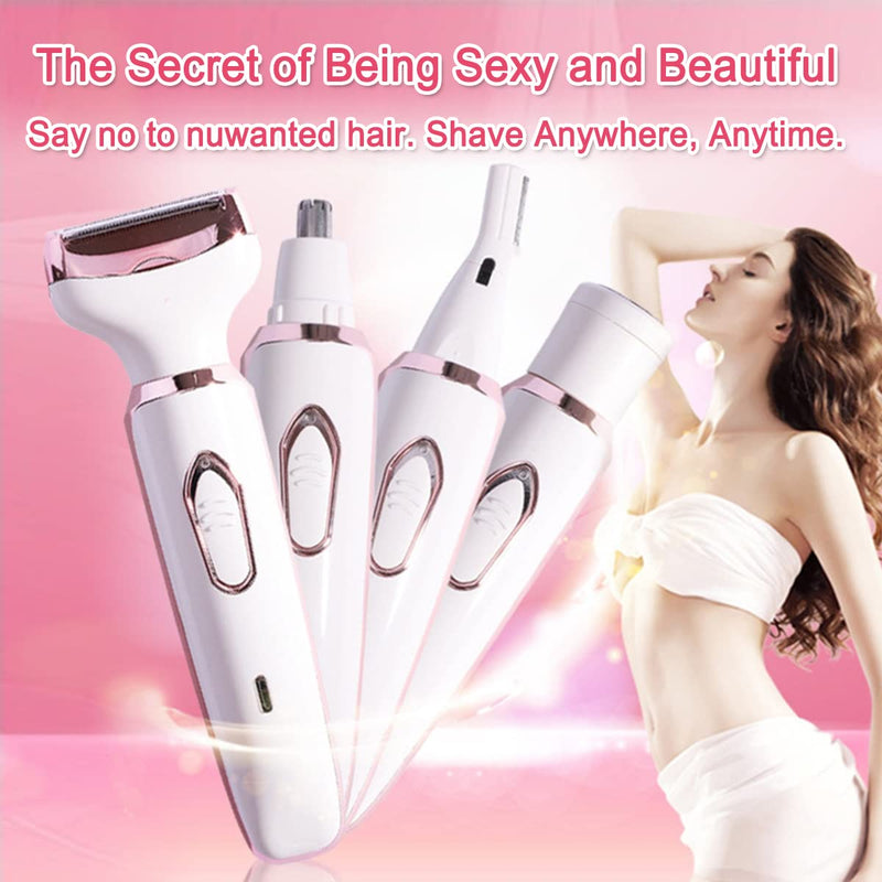 [Australia] - Electric Razor for Women,Hair Trimmer for Face Nose Eyebrow Beard Mustache Arm Leg Armpit Bikini,Painless Rechargeable Portable 4 in 1 Womens Body Shavers Set 