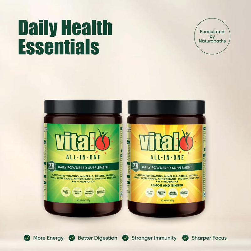 Vital All-in-One Daily Health Supplement, 0.35oz Packets, 30 Pack | Natural Greens Superfood Powder for Energy & Health, Super Greens Powder Drink Mix with Probiotic & Antioxidant Support 30 x 10 gm sachets
