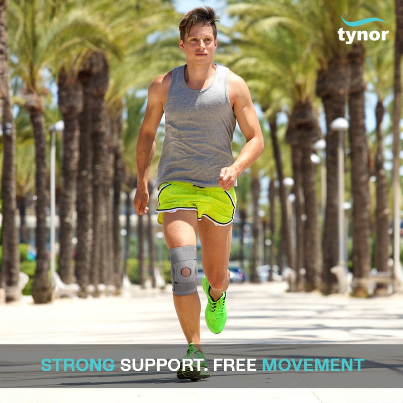 [Australia] - TYNOR Hinged Knee Brace with Double Strap Adjustable Neoprene Knee Support For Men & Women, Arthritis, Meniscus Tear, ACL with Open Patella with Removable Metal Hinges & Side Stabilizers (Small) S 