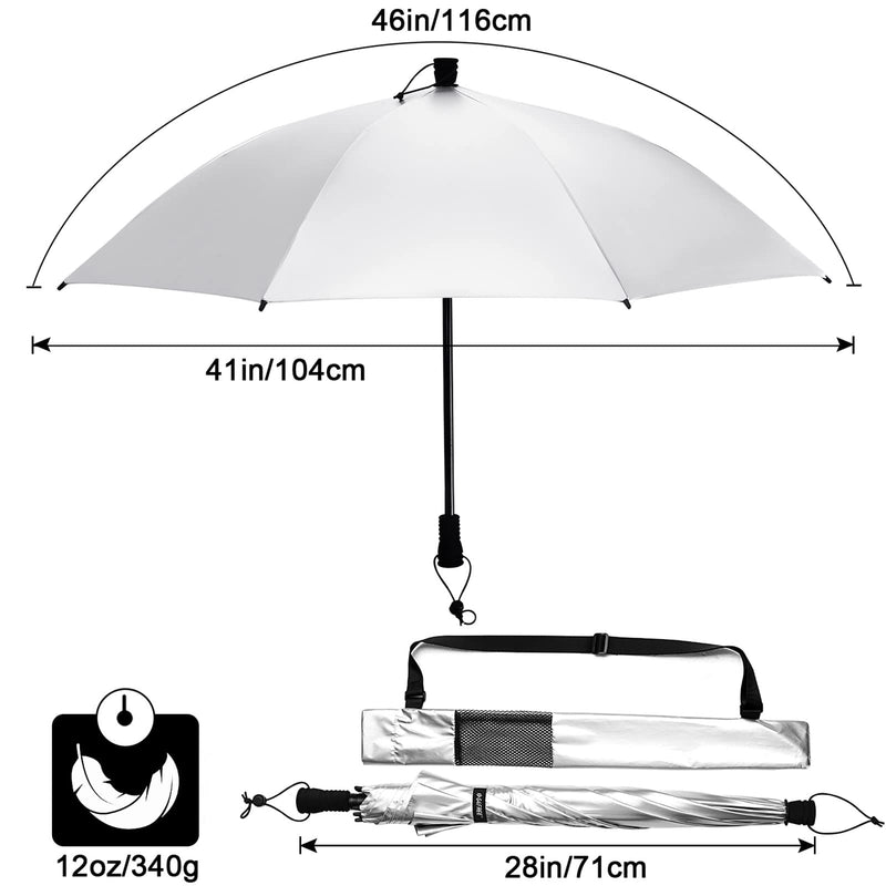 G4Free 46 Inch Large Hiking Umbrella Ultralight UV Silver Reflective Full-size Trekking Backpacking Umbrella Silver/Deep Blue
