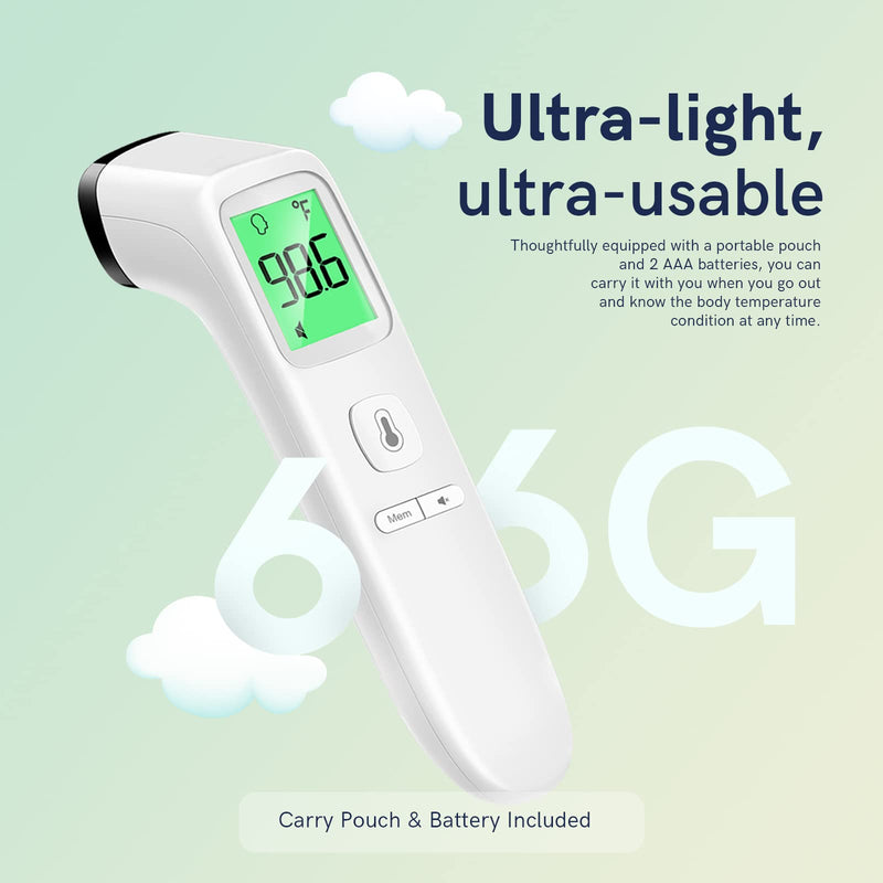 [Australia] - No-Touch Thermometer for Adults and Kids, Fast Accurate Digital Thermometer with Fever Alarm & Silent Mode, FSA HSA Eligible, Easy-to-use, Forehead Thermometer for Babies, Kids & Elderly LCD-White 