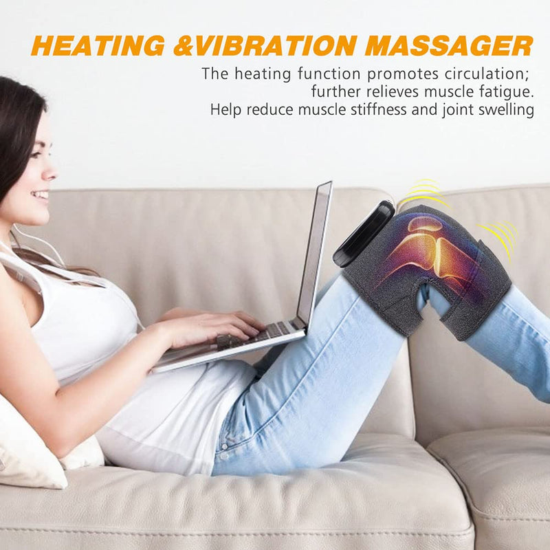 Cordless Knee Massager with Heat Vibration, Knee Heating Pad, Electric Heated Knee Brace Shoulder Heating Pads Elbow Wrap with 3 Heat Levels and Massage Modes Pack of 1