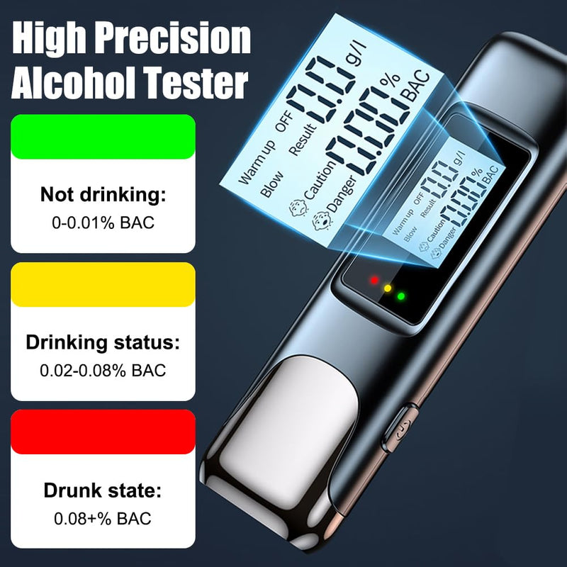 [Australia] - Portable Breathalyzer High Precision Alcohol Tester with LED Digital Display, Drunk Alarm Reminder for Home or Party Use 
