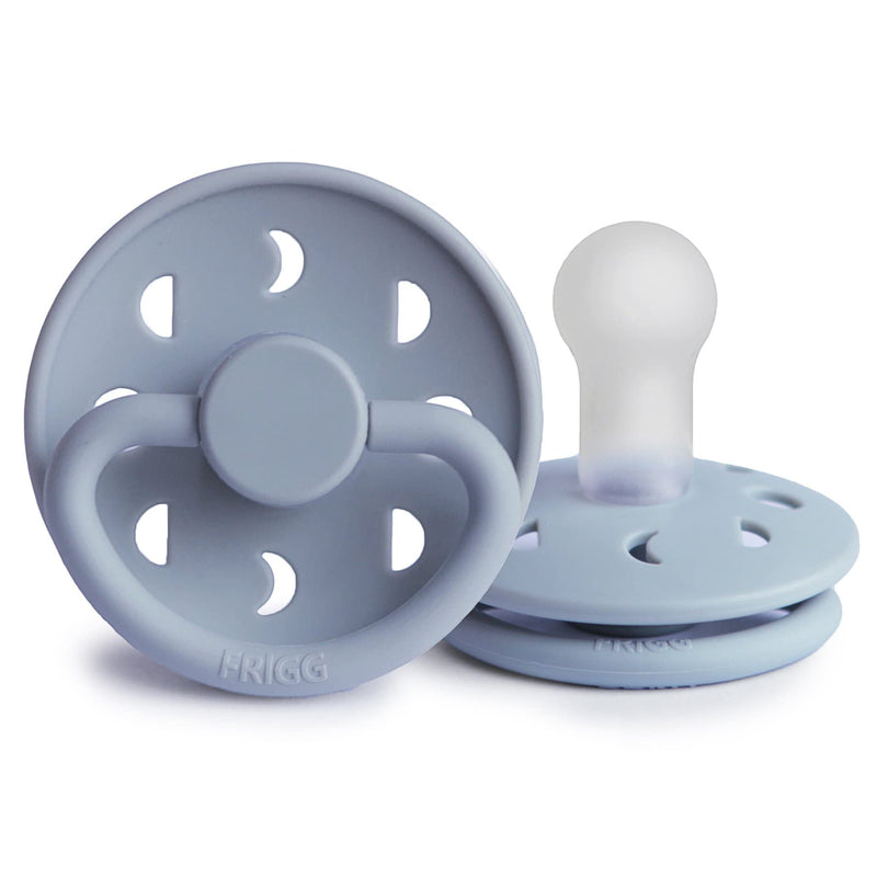 [Australia] - FRIGG Moon Natural Rubber Baby Pacifier | Made in Denmark | BPA-Free (Powder Blue/Slate, 6-18 months) 2-Pack 6-18 Month Powder Blue/Slate 