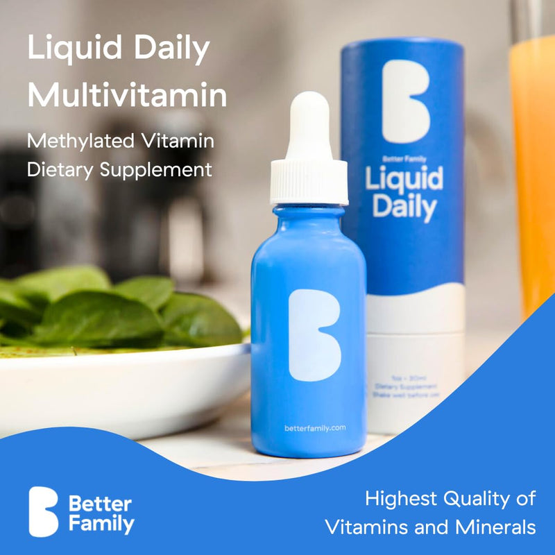 Better Family - Liquid Daily Multivitamin - All-in-One Wellness Drop - All Ages & Genders - Methylated Vitamins - No Sugar or Artificials - Gluten Free, Non-GMO - Dietary Supplement - 2oz (60 ml) 2 Fl Oz (Pack of 1)