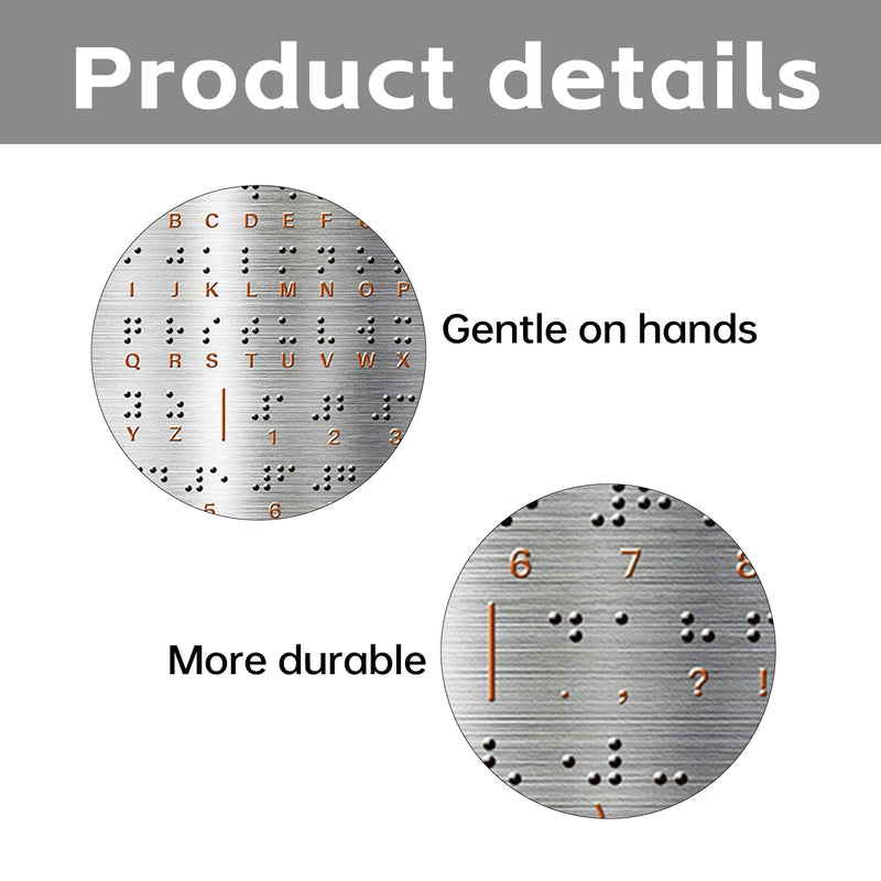 Braille Alphabet Board with Raised Dots Punctuation,Aluminum Letter Fingerboard for Beginners,Portable Braille Teaching Aid,Board Braille Instruction Tool,Visually Impaired Products for Blind People