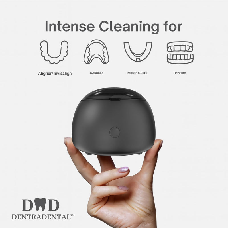 [Australia] - 45KHz Ultrasonic Retainer Cleaner Machine, 230ML UV Cleaner for Retainer, Denture, Mouth Guard, Aligner, Braces, Toothbrush & Jewelry | 3 Digital Timer Modes | Black 