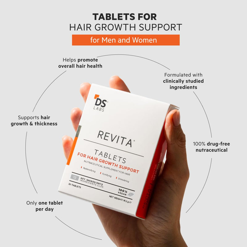 DS Labs Revita Hair Density Support Tablets for Thinning Hair, 30 Tablets | Formulated with biotin, zinc, iron, vitamin D, magnesium & melatonin to support daily hair wellness. Revita Tablets 1 Month Supply
