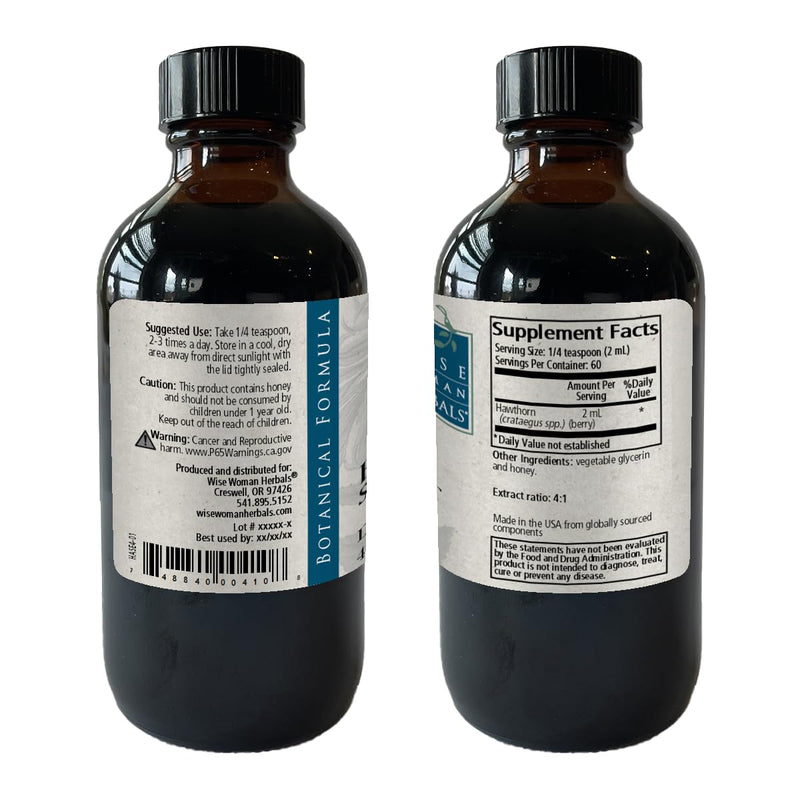 [Australia] - Wise Woman Herbals – Hawthorn Berry Extract Liquid - Extra Strength 4:1 Extract - Alcohol-Free - for Cardiovascular Health and Heart Function - 4 oz 4 Fl Oz (Pack of 1) 