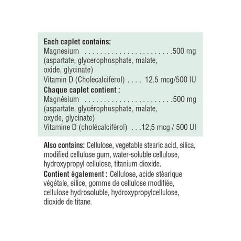 Jamieson High-Potency Magnesium 500 mg + D3 500 IU Formula, 60 caplets