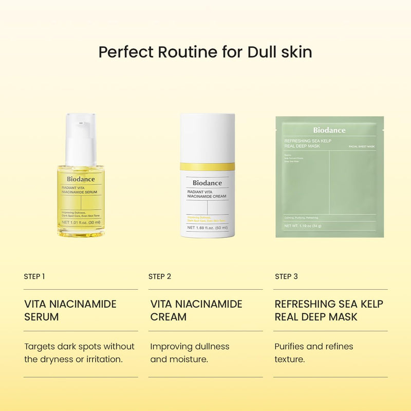 BIODANCE Radiant Vita Niacinamide Cream, Brightening, Dark Spot Correcting, Hydrating Facial Moisturizer with Vitamin C, B12, Korean Skin Care, Self Care Gifts for Women | 1.69 fl.oz, 50ml 1.69 Fl Oz (Pack of 1)
